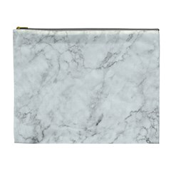 White Marble Texture Floor Background With Dark Gray Grey Texture Greek Marble Print Luxuous Real Marble Cosmetic Bag (xl) by genx