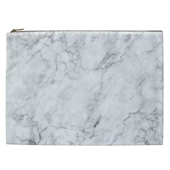 White Marble Texture Floor Background With Dark Gray Grey Texture Greek Marble Print Luxuous Real Marble Cosmetic Bag (xxl) by genx