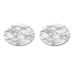 White Marble Texture Floor Background With Black Veins Texture Greek Marble Print Luxuous Real Marble Cufflinks (oval) by genx