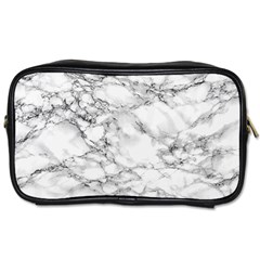 White Marble Texture Floor Background With Black Veins Texture Greek Marble Print Luxuous Real Marble Toiletries Bag (two Sides) by genx