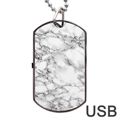 White Marble Texture Floor Background With Black Veins Texture Greek Marble Print Luxuous Real Marble Dog Tag Usb Flash (one Side) by genx