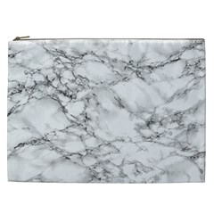 White Marble Texture Floor Background With Black Veins Texture Greek Marble Print Luxuous Real Marble Cosmetic Bag (xxl) by genx