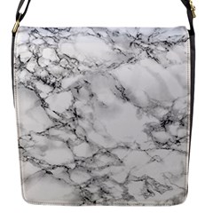 White Marble Texture Floor Background With Black Veins Texture Greek Marble Print Luxuous Real Marble Flap Closure Messenger Bag (s) by genx