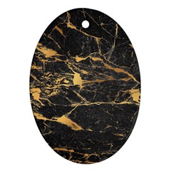 Black Marble Texture With Gold Veins Floor Background Print Luxuous Real Marble Ornament (oval) by genx