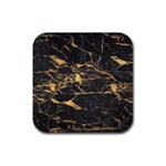 Black Marble texture with gold veins floor background print luxuous real marble Rubber Coaster (Square)  Front