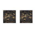 Black Marble texture with gold veins floor background print luxuous real marble Cufflinks (Square) Front(Pair)