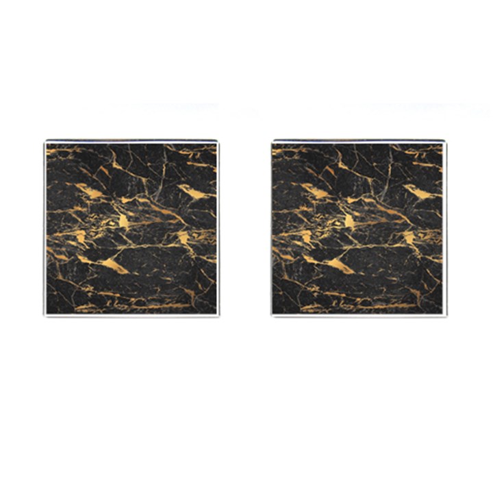 Black Marble texture with gold veins floor background print luxuous real marble Cufflinks (Square)