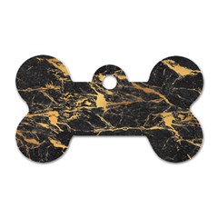 Black Marble Texture With Gold Veins Floor Background Print Luxuous Real Marble Dog Tag Bone (two Sides) by genx