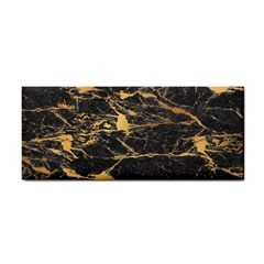 Black Marble Texture With Gold Veins Floor Background Print Luxuous Real Marble Hand Towel by genx