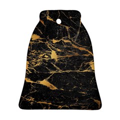 Black Marble Texture With Gold Veins Floor Background Print Luxuous Real Marble Bell Ornament (two Sides) by genx