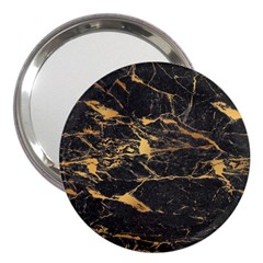 Black Marble Texture With Gold Veins Floor Background Print Luxuous Real Marble 3  Handbag Mirrors by genx