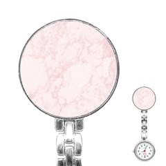 Pink Marble Texture Floor Background With Light Pink Veins Greek Marble Print Luxuous Real Marble  Women s Mesh Sports Top Stainless Steel Nurses Watch by genx