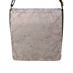 Pink Marble Beige Texture Floor Background With Shinny Pink Veins Greek Marble Print Luxuous Real Marble  Flap Closure Messenger Bag (l) by genx