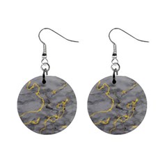 Marble Neon Retro Light Gray With Gold Yellow Veins Texture Floor Background Retro Neon 80s Style Neon Colors Print Luxuous Real Marble Mini Button Earrings by genx