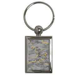 Marble Neon Retro Light Gray With Gold Yellow Veins Texture Floor Background Retro Neon 80s Style Neon Colors Print Luxuous Real Marble Key Chain (rectangle) by genx