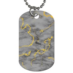 Marble Neon Retro Light Gray With Gold Yellow Veins Texture Floor Background Retro Neon 80s Style Neon Colors Print Luxuous Real Marble Dog Tag (two Sides) by genx