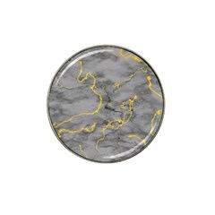 Marble Neon Retro Light Gray With Gold Yellow Veins Texture Floor Background Retro Neon 80s Style Neon Colors Print Luxuous Real Marble Hat Clip Ball Marker (4 Pack) by genx