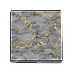 Marble neon retro light gray with gold yellow veins texture floor background retro neon 80s style neon colors print luxuous real marble Memory Card Reader (Square 5 Slot)