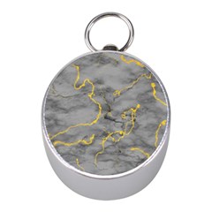 Marble Neon Retro Light Gray With Gold Yellow Veins Texture Floor Background Retro Neon 80s Style Neon Colors Print Luxuous Real Marble Mini Silver Compasses by genx