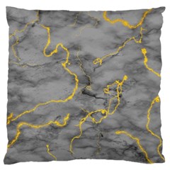 Marble Neon Retro Light Gray With Gold Yellow Veins Texture Floor Background Retro Neon 80s Style Neon Colors Print Luxuous Real Marble Standard Flano Cushion Case (two Sides) by genx