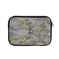 Marble Neon Retro Light Gray With Gold Yellow Veins Texture Floor Background Retro Neon 80s Style Neon Colors Print Luxuous Real Marble Apple Macbook Pro 15  Zipper Case by genx