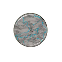 Marble Light Gray With Bright Cyan Blue Veins Texture Floor Background Retro Neon 80s Style Neon Colors Print Luxuous Real Marble Hat Clip Ball Marker by genx