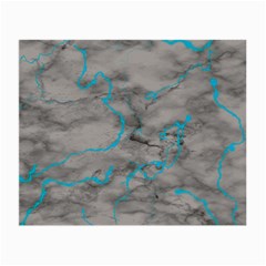 Marble Light Gray With Bright Cyan Blue Veins Texture Floor Background Retro Neon 80s Style Neon Colors Print Luxuous Real Marble Small Glasses Cloth by genx