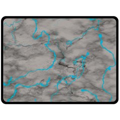 Marble Light Gray With Bright Cyan Blue Veins Texture Floor Background Retro Neon 80s Style Neon Colors Print Luxuous Real Marble Fleece Blanket (large)  by genx