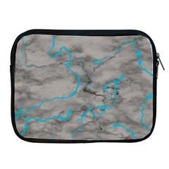 Marble Light Gray With Bright Cyan Blue Veins Texture Floor Background Retro Neon 80s Style Neon Colors Print Luxuous Real Marble Apple Ipad 2/3/4 Zipper Cases by genx