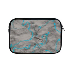 Marble Light Gray With Bright Cyan Blue Veins Texture Floor Background Retro Neon 80s Style Neon Colors Print Luxuous Real Marble Apple Ipad Mini Zipper Cases by genx