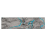 Marble light gray with bright cyan blue veins texture floor background retro neon 80s style neon colors print luxuous real marble Satin Scarf (Oblong) Front