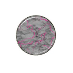 Marble Light Gray With Bright Magenta Pink Veins Texture Floor Background Retro Neon 80s Style Neon Colors Print Luxuous Real Marble Hat Clip Ball Marker by genx