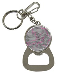 Marble Light Gray With Bright Magenta Pink Veins Texture Floor Background Retro Neon 80s Style Neon Colors Print Luxuous Real Marble Bottle Opener Key Chain by genx
