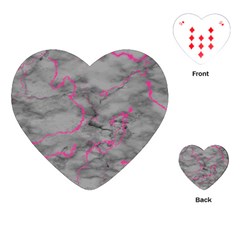 Marble light gray with bright magenta pink veins texture floor background retro neon 80s style neon colors print luxuous real marble Playing Cards Single Design (Heart)