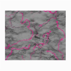 Marble light gray with bright magenta pink veins texture floor background retro neon 80s style neon colors print luxuous real marble Small Glasses Cloth (2 Sides)