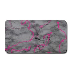 Marble light gray with bright magenta pink veins texture floor background retro neon 80s style neon colors print luxuous real marble Medium Bar Mats