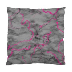 Marble light gray with bright magenta pink veins texture floor background retro neon 80s style neon colors print luxuous real marble Standard Cushion Case (Two Sides)