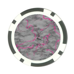 Marble light gray with bright magenta pink veins texture floor background retro neon 80s style neon colors print luxuous real marble Poker Chip Card Guard (10 pack)