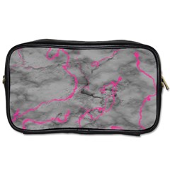 Marble light gray with bright magenta pink veins texture floor background retro neon 80s style neon colors print luxuous real marble Toiletries Bag (Two Sides)