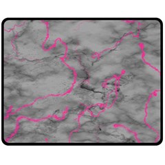 Marble Light Gray With Bright Magenta Pink Veins Texture Floor Background Retro Neon 80s Style Neon Colors Print Luxuous Real Marble Fleece Blanket (medium)  by genx