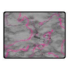 Marble Light Gray With Bright Magenta Pink Veins Texture Floor Background Retro Neon 80s Style Neon Colors Print Luxuous Real Marble Fleece Blanket (small) by genx