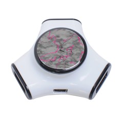 Marble light gray with bright magenta pink veins texture floor background retro neon 80s style neon colors print luxuous real marble 3-Port USB Hub