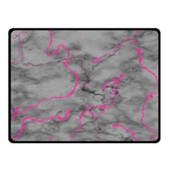 Marble Light Gray With Bright Magenta Pink Veins Texture Floor Background Retro Neon 80s Style Neon Colors Print Luxuous Real Marble Double Sided Fleece Blanket (small)  by genx