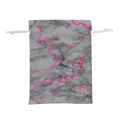 Marble light gray with bright magenta pink veins texture floor background retro neon 80s style neon colors print luxuous real marble Lightweight Drawstring Pouch (M)