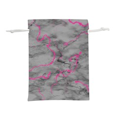 Marble light gray with bright magenta pink veins texture floor background retro neon 80s style neon colors print luxuous real marble Lightweight Drawstring Pouch (L)