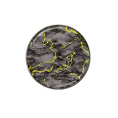 Marble Light Gray With Green Lime Veins Texture Floor Background Retro Neon 80s Style Neon Colors Print Luxuous Real Marble Hat Clip Ball Marker (4 Pack) by genx