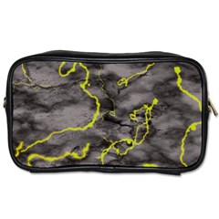 Marble light gray with green lime veins texture floor background retro neon 80s style neon colors print luxuous real marble Toiletries Bag (One Side)