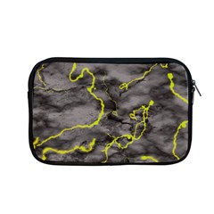 Marble light gray with green lime veins texture floor background retro neon 80s style neon colors print luxuous real marble Apple MacBook Pro 13  Zipper Case