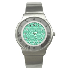 Pattern Green Stainless Steel Watch by Mariart