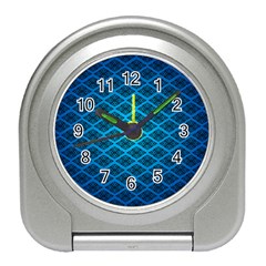 Pattern Texture Geometric Blue Travel Alarm Clock by Alisyart